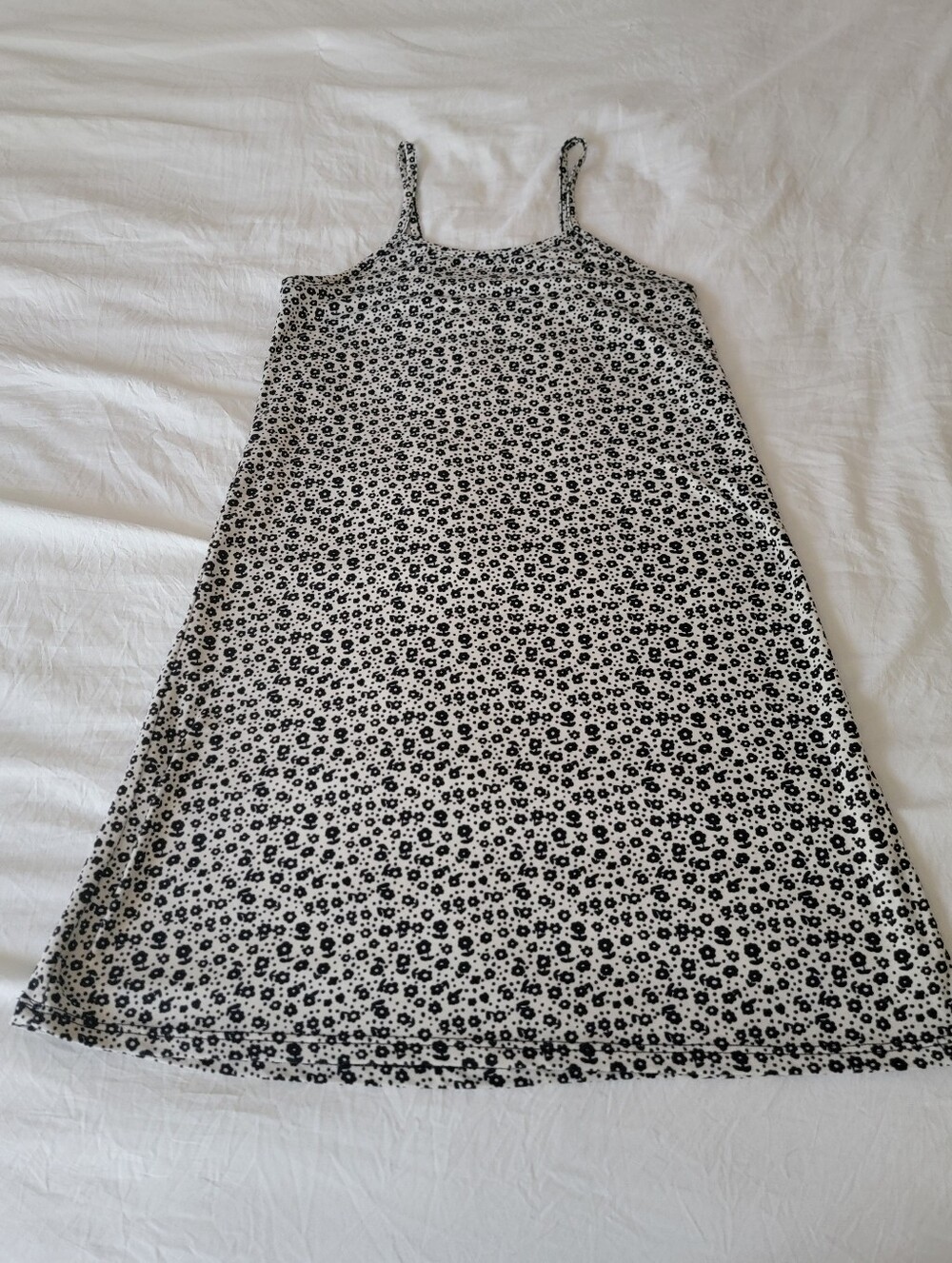 Btween Black & White Floral Spaghetti Strap Dress